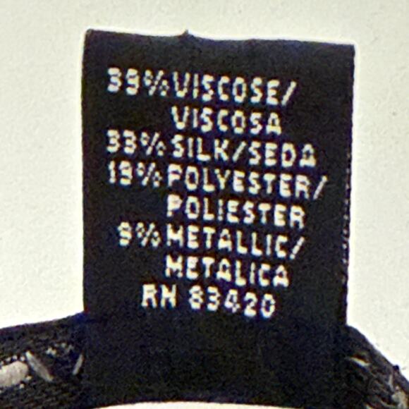 August Silk Bejeweled Neck Metallic Ribbed Sweater Size Med Shimmer Glam Sparkle - Picture 9 of 10